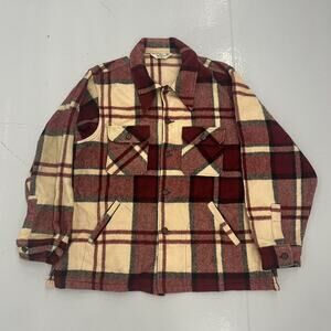 Vintage 60s Woolrich Cream/Red Wool Mackinaw Jacket